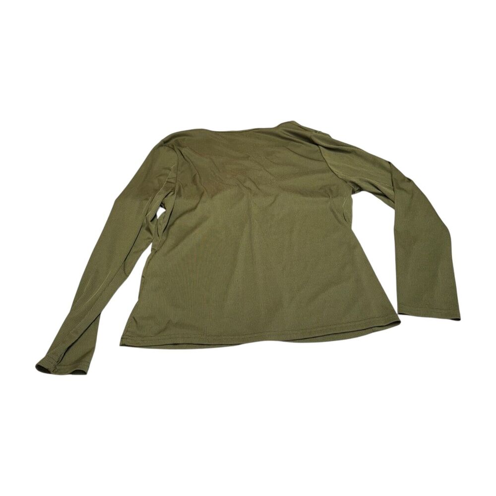 Shein Curve Blouse Top Women's 2XL Olive Green Ruched Front Long Sleeve Pullover - Picture 3 of 6